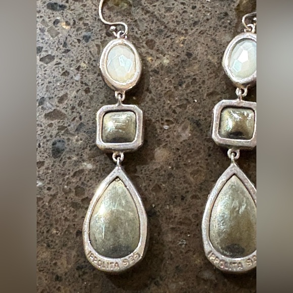 3 stone IPPOLITA Silver 925 Rock Candy stone Drop Blue/Teal/Green earrings $685 - Picture 5 of 7